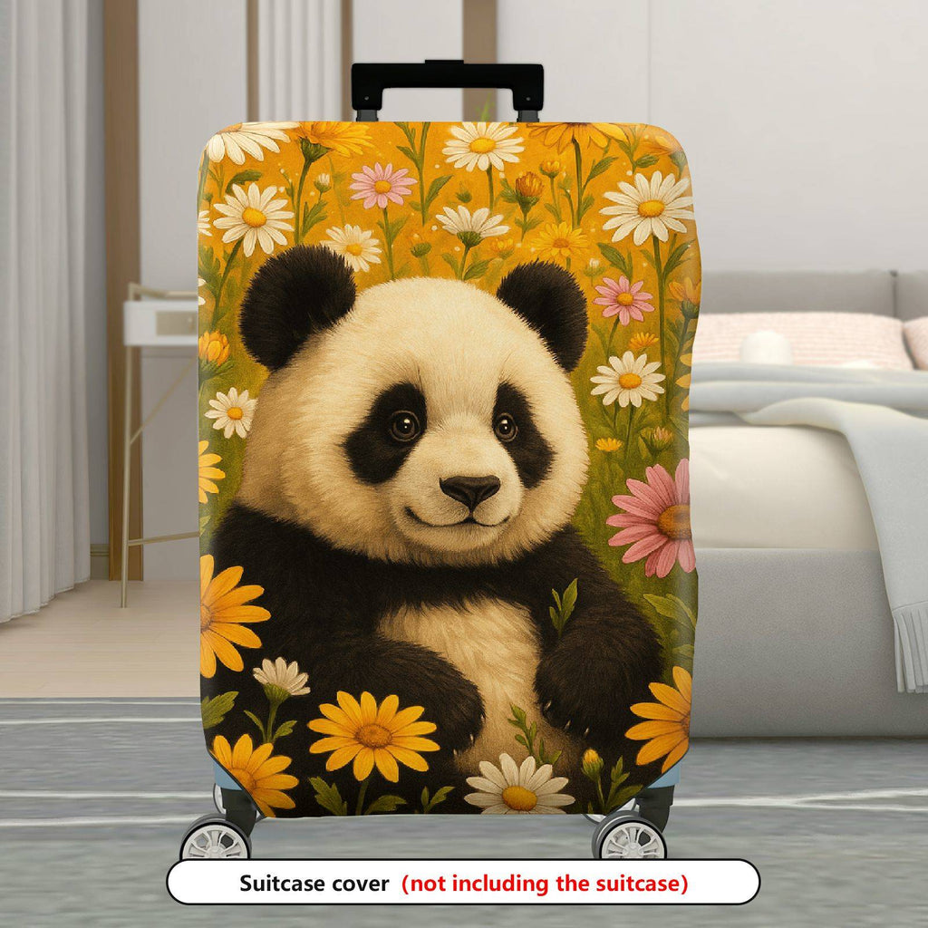 1-Piece Cute Panda Floral Nature Colorful Animal Fun  Suitcase Luggage Cover, Stretch Protective Sleeve
