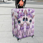 1-Piece Cute Giraffe Purple Bow Heart Candy Fantasy Animal  Suitcase Luggage Cover, Stretch Protective Sleeve