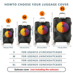 1-Piece Abstract Colorful Umbrella Black Swirl Artistic  Suitcase Luggage Cover, Stretch Protective Sleeve