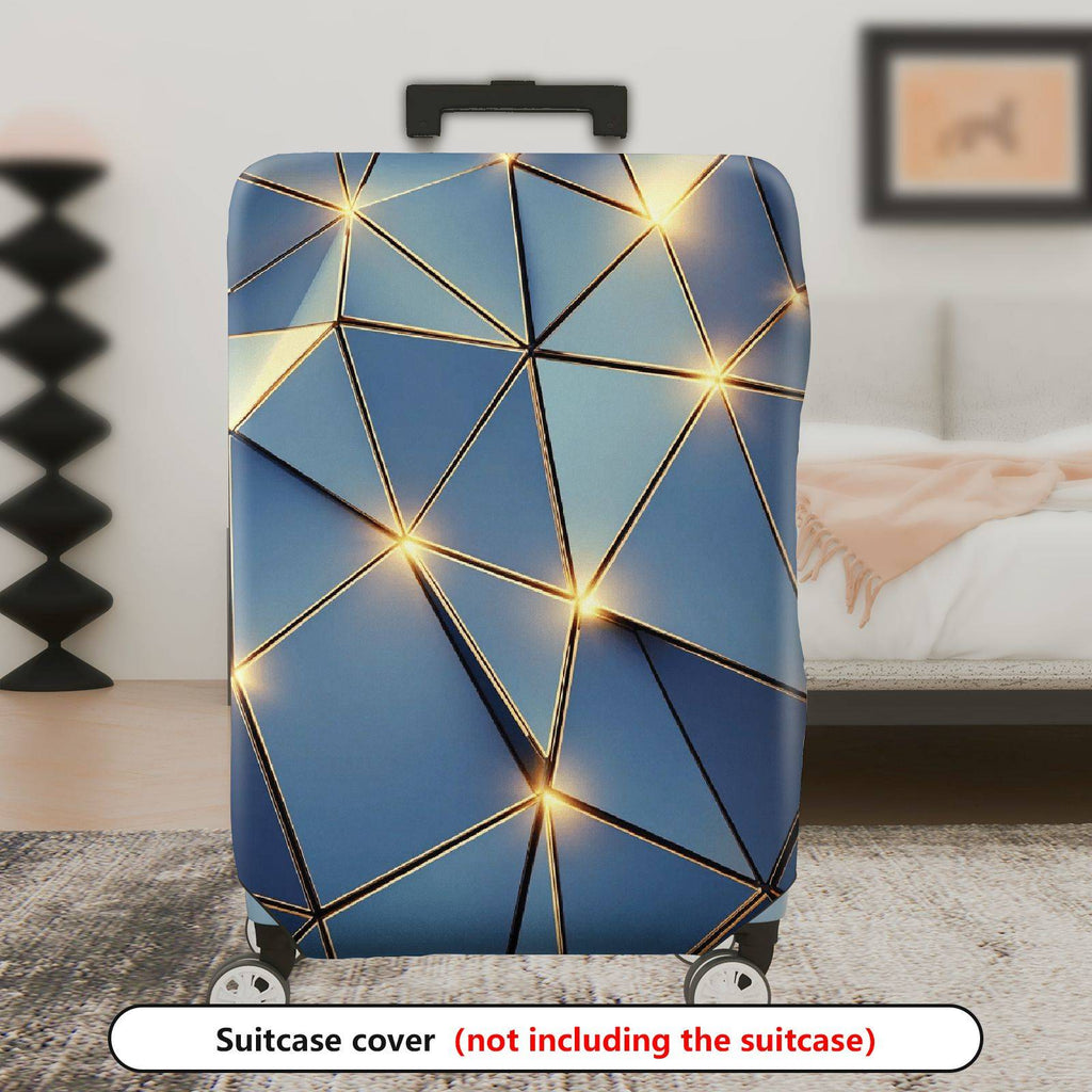 1-Piece Geometric Blue Gold Abstract Modern Stylish Artistic  Suitcase Luggage Cover, Stretch Protective Sleeve