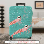 1-Piece Shrimp  Teal Striped Polka Dots Cute  Suitcase Luggage Cover, Stretch Protective Sleeve