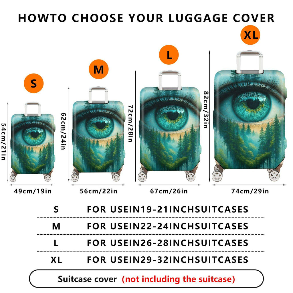 1-Piece Eye Forest Landscape Nature Art Creative  Suitcase Luggage Cover, Stretch Protective Sleeve