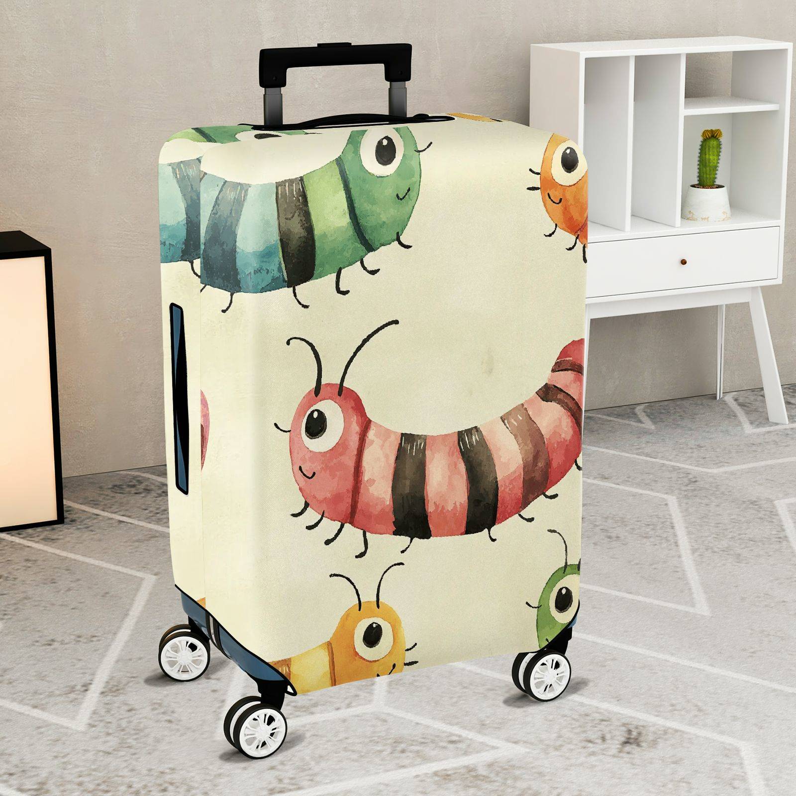 1-Piece Colorful Cute  Caterpillar Animal Fun Playful  Suitcase Luggage Cover, Stretch Protective Sleeve