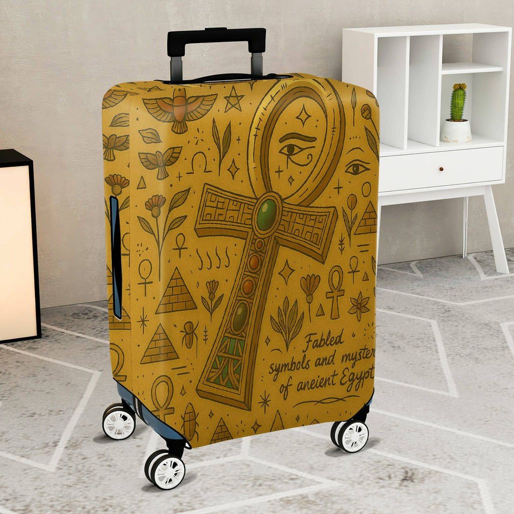 1-Piece Ancient Egyptian Hieroglyphic Ankh Mystical Pyramid  Suitcase Luggage Cover, Stretch Protective Sleeve