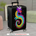 1-Piece Colorful Vibrant Dragon Mythical Fantasy Artistic  Suitcase Luggage Cover, Stretch Protective Sleeve