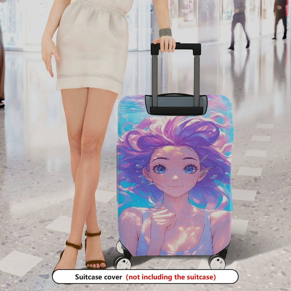 1-Piece Anime Art Colorful Abstract Fantasy Girl  Suitcase Luggage Cover, Stretch Protective Sleeve
