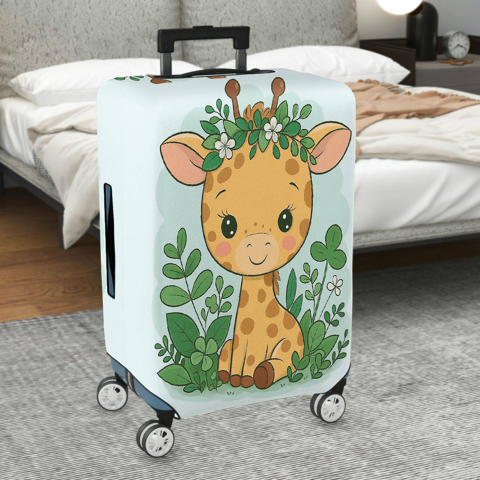 1-Piece Giraffe Forest Floral Animal  Suitcase Luggage Cover, Stretch Protective Sleeve