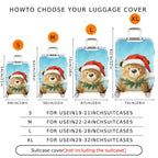 1-Piece Christmas Bear Snow Holiday Festive  Suitcase Luggage Cover, Stretch Protective Sleeve
