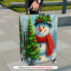 1-Piece Snowman Christmas Holiday Winter Festive  Suitcase Luggage Cover, Stretch Protective Sleeve
