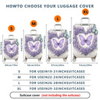 1-Piece Purple Butterfly Floral Rose Lavender Artistic  Suitcase Luggage Cover, Stretch Protective Sleeve