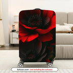 1-Piece Floral Red Black Flower Elegant Bold  Suitcase Luggage Cover, Stretch Protective Sleeve