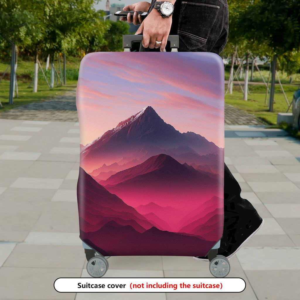 1-Piece Mountain Sunset Landscape Scenic Artistic Vibrant  Suitcase Luggage Cover, Stretch Protective Sleeve