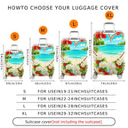 1-Piece Beach Floral Heart Tropical Paradise Colorful  Suitcase Luggage Cover, Stretch Protective Sleeve