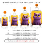1-Piece Cute Furry Purple Cat Yellow  Suitcase Luggage Cover, Stretch Protective Sleeve