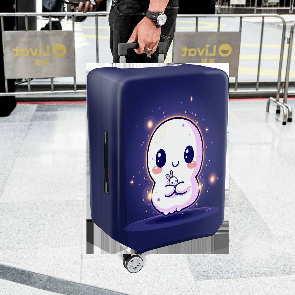 1-Piece Cute Ghost  Purple Starry Night Fantasy  Suitcase Luggage Cover, Stretch Protective Sleeve