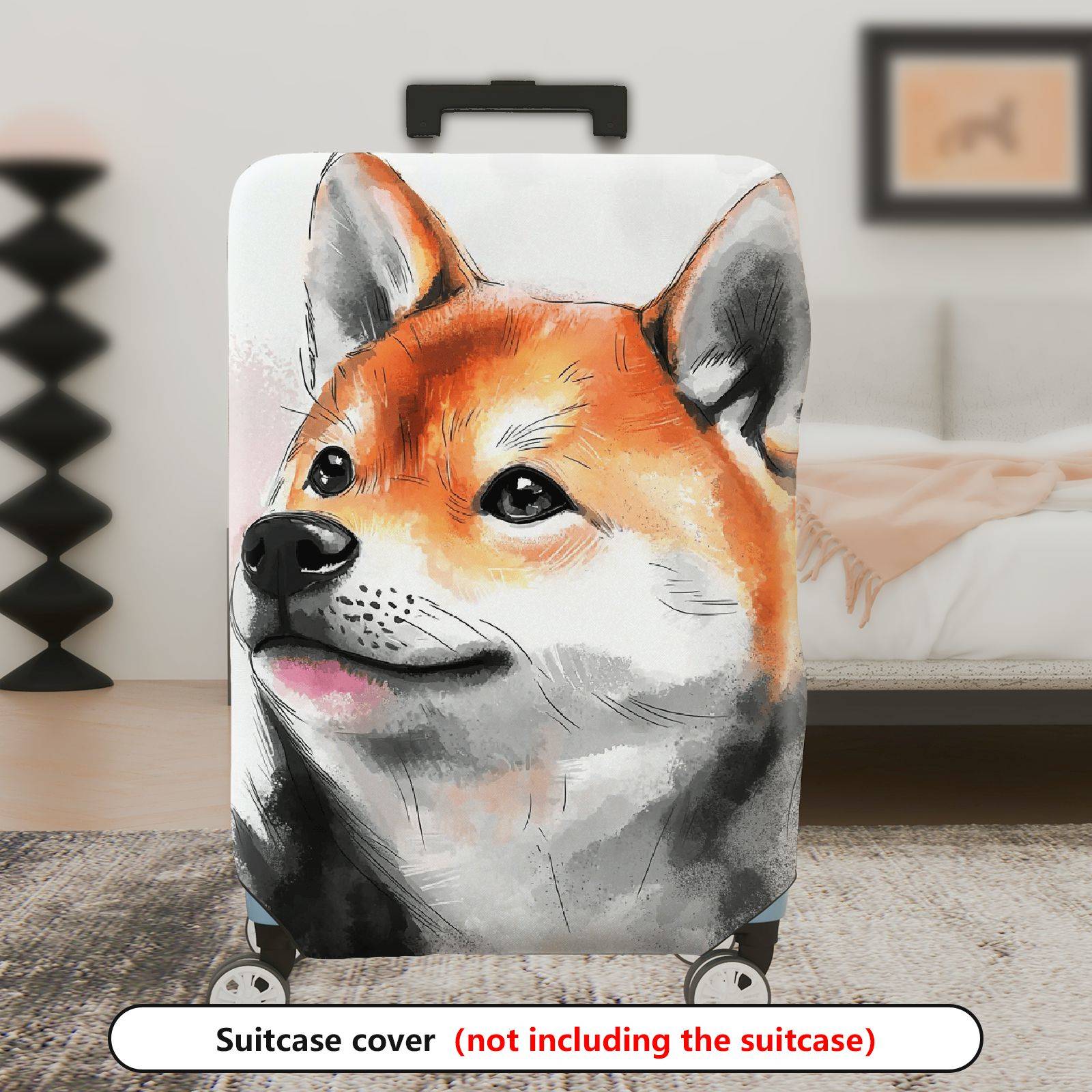 1-Piece Animal Art Abstract Creative Fox  Suitcase Luggage Cover, Stretch Protective Sleeve