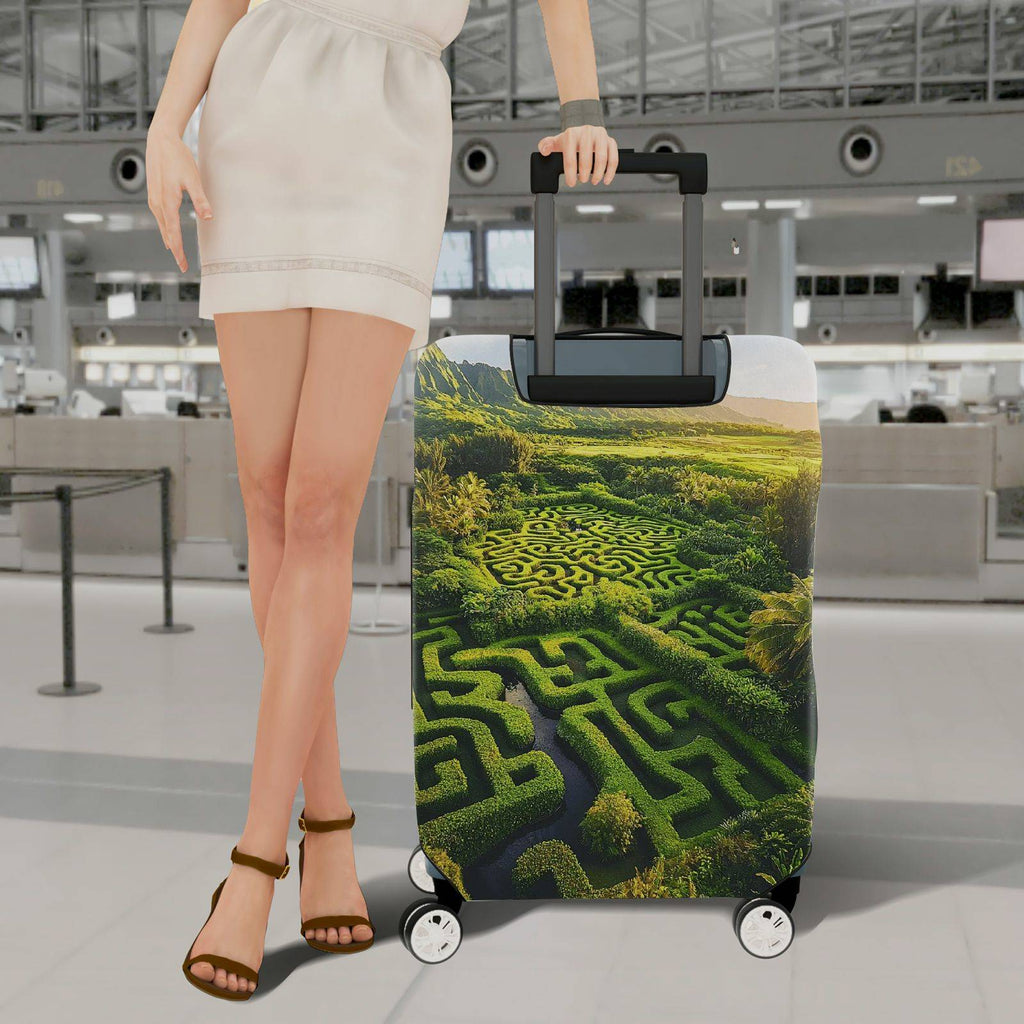 1-Piece Green Maze Landscape Nature Scenic Art  Suitcase Luggage Cover, Stretch Protective Sleeve
