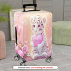 1-Piece Pink Tiger Floral Heart Romantic Love  Suitcase Luggage Cover, Stretch Protective Sleeve