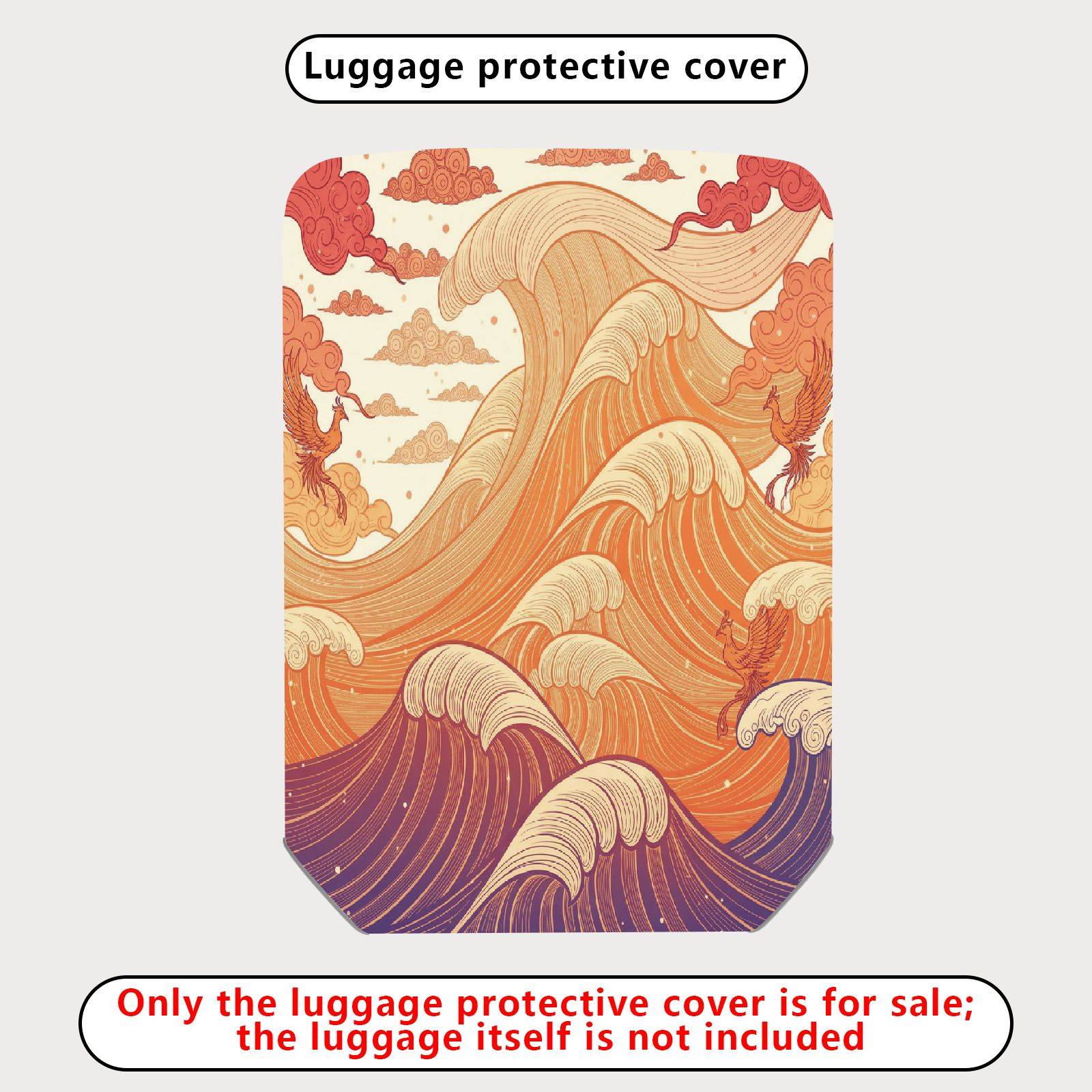 1-Piece Abstract Ocean Waves Artistic Flow Zen Mythical  Suitcase Luggage Cover, Stretch Protective Sleeve