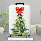 1-Piece Christmas Tree Red Ribbon Festive Holiday Luggage  Suitcase Luggage Cover, Stretch Protective Sleeve