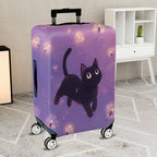 1-Piece Black Cat Dandelion Purple Cute Stylish Fun  Suitcase Luggage Cover, Stretch Protective Sleeve