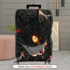 1-Piece Black Cat Glowing Eyes Red Scratches Abstract Artistic  Suitcase Luggage Cover, Stretch Protective Sleeve