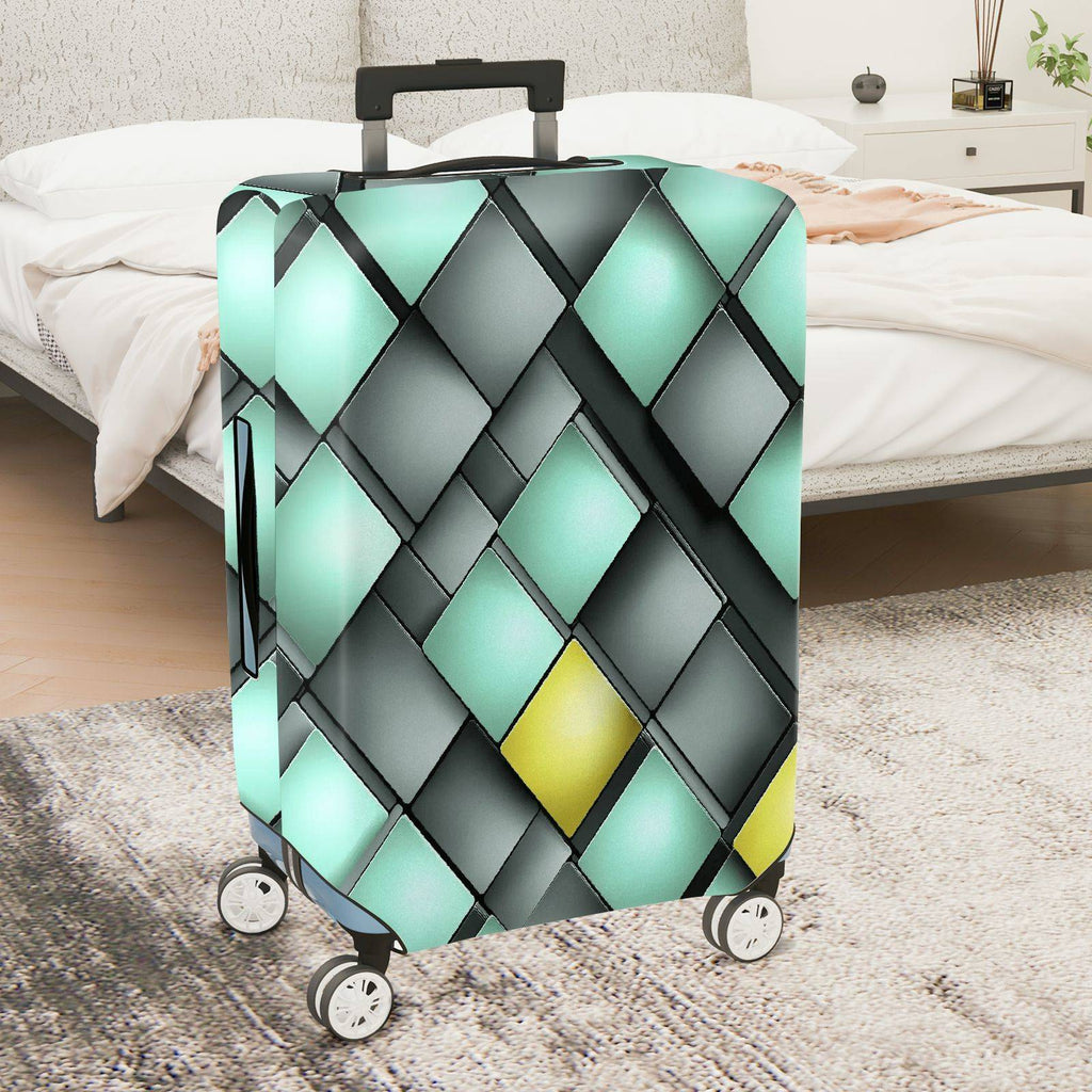 1-Piece Abstract Geometric Modern Artistic Colorful  Suitcase Luggage Cover, Stretch Protective Sleeve