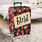 1-Piece Plaid Snowflake Rustic Winter Holiday Christmas  Suitcase Luggage Cover, Stretch Protective Sleeve