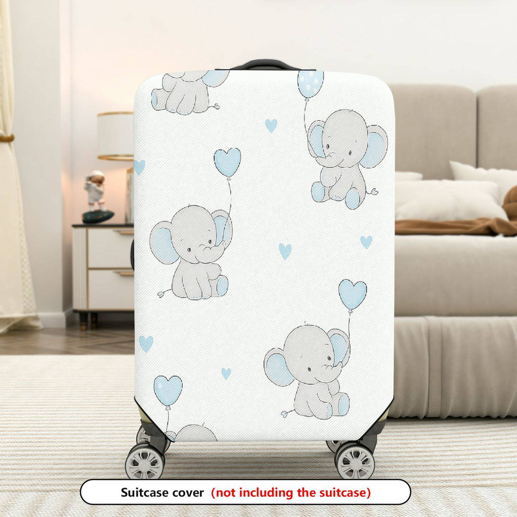 1-Piece Adorable Elephant Heart Balloon  Blue Animal Love  Suitcase Luggage Cover, Stretch Protective Sleeve