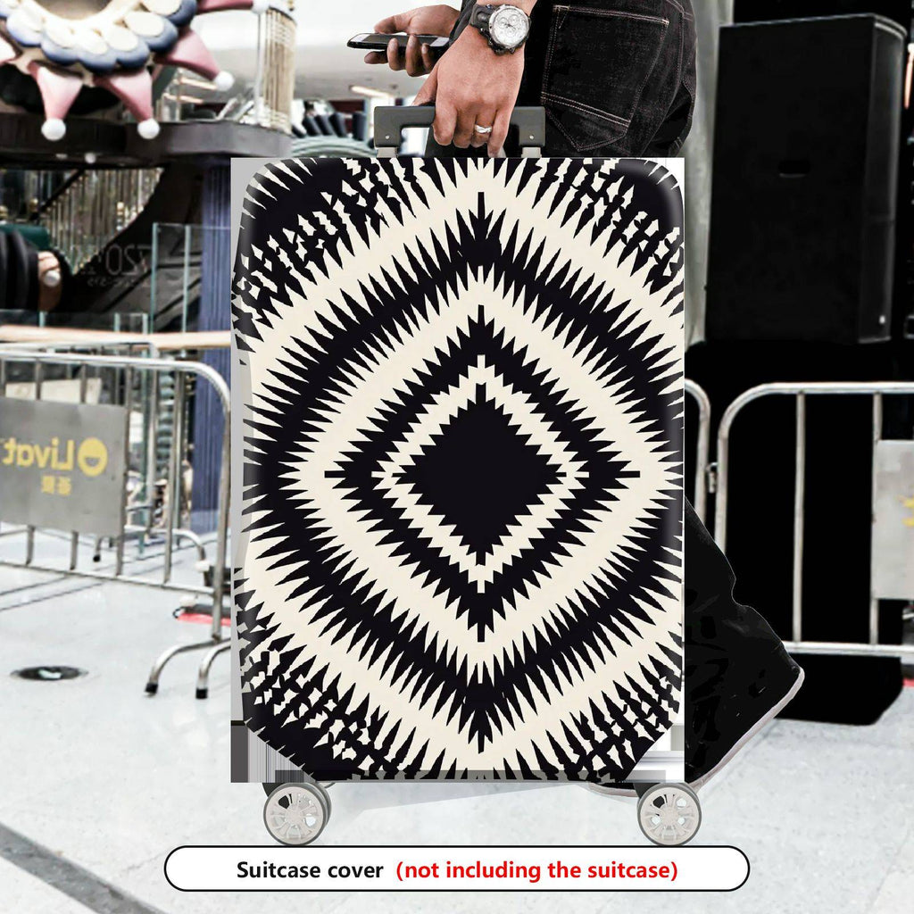 1-Piece Tribal Geometric Diamond Pattern Black White  Suitcase Luggage Cover, Stretch Protective Sleeve