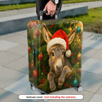 1-Piece Christmas Donkey Santa Ornament Festive Holiday  Suitcase Luggage Cover, Stretch Protective Sleeve