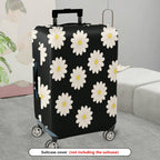 1-Piece Black Floral Daisy Pattern  Suitcase Luggage Cover, Stretch Protective Sleeve