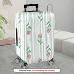 1-Piece Pastel Floral Striped Travel Holiday Spring  Suitcase Luggage Cover, Stretch Protective Sleeve