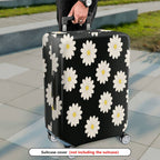 1-Piece Black Floral Daisy Pattern  Suitcase Luggage Cover, Stretch Protective Sleeve