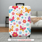 1-Piece Colorful Floral Butterfly Heart Travel Holiday Vibrant  Suitcase Luggage Cover, Stretch Protective Sleeve