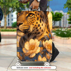 1-Piece Leopard Floral Artistic Elegant Nature Vibrant  Suitcase Luggage Cover, Stretch Protective Sleeve