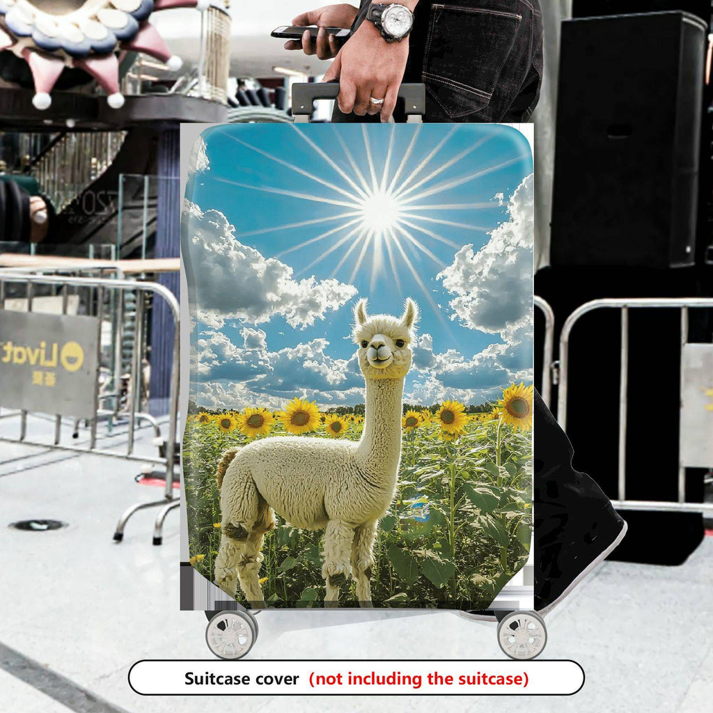 1-Piece Alpaca Sunflower Sky Cloud Nature  Suitcase Luggage Cover, Stretch Protective Sleeve