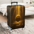 1-Piece Cosmic Galaxy Starry Golden Planet Nebula Traveler  Suitcase Luggage Cover, Stretch Protective Sleeve