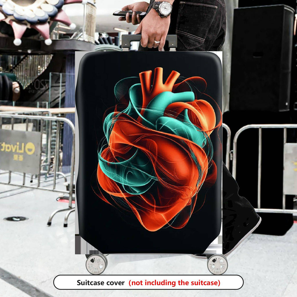 1-Piece Abstract Heart Artistic Colorful Vibrant Unique  Suitcase Luggage Cover, Stretch Protective Sleeve