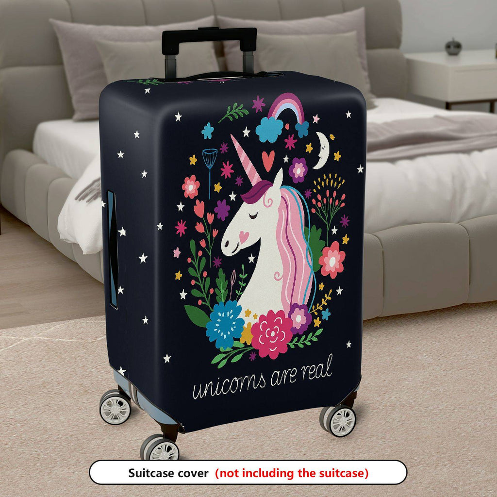 1-Piece Unicorn Floral Star Moon Heart Rainbow  Suitcase Luggage Cover, Stretch Protective Sleeve
