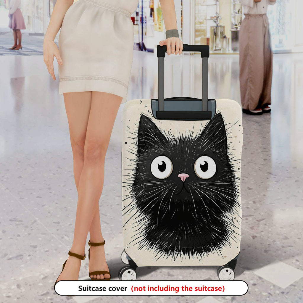 1-Piece Black Cat  Animal Cute Funny Stylish  Suitcase Luggage Cover, Stretch Protective Sleeve