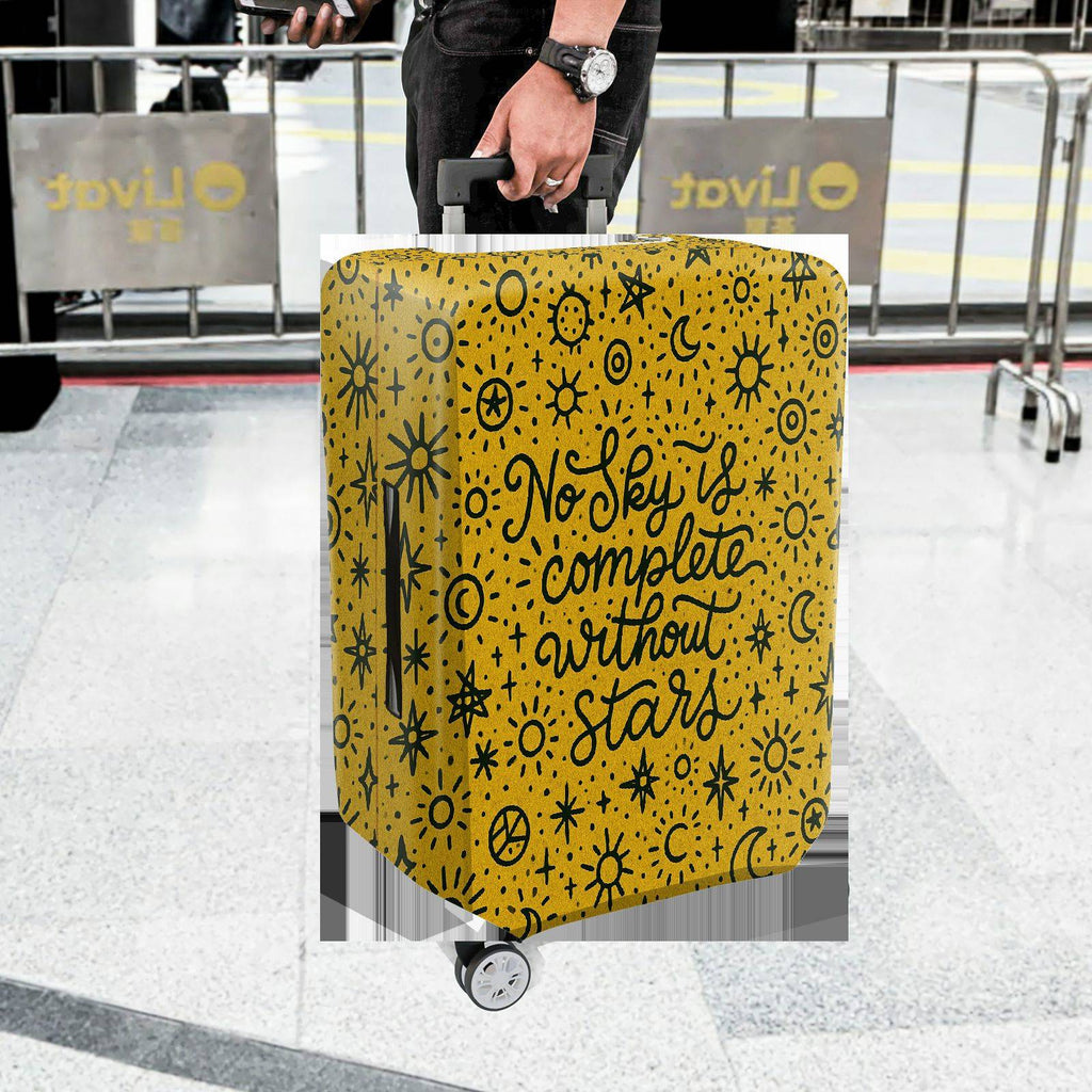 1-Piece Cosmic Starry Sky Text Inspirational Quote Artistic Yellow  Suitcase Luggage Cover, Stretch Protective Sleeve
