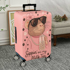 1-Piece Animal Bubble Tea Sunglasses Flower Jewelry  Suitcase Luggage Cover, Stretch Protective Sleeve