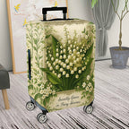 1-Piece Elegant Floral Lily Green Art Vintage  Suitcase Luggage Cover, Stretch Protective Sleeve
