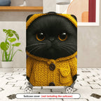 1-Piece Cute Cat Yellow Knitted Hoodie Animal Design  Suitcase Luggage Cover, Stretch Protective Sleeve