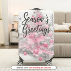 1-Piece Holiday Christmas Pink Tree Festive Greetings Seasonal  Suitcase Luggage Cover, Stretch Protective Sleeve