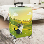 1-Piece Cute Cat Green Landscape  Animal  Suitcase Luggage Cover, Stretch Protective Sleeve