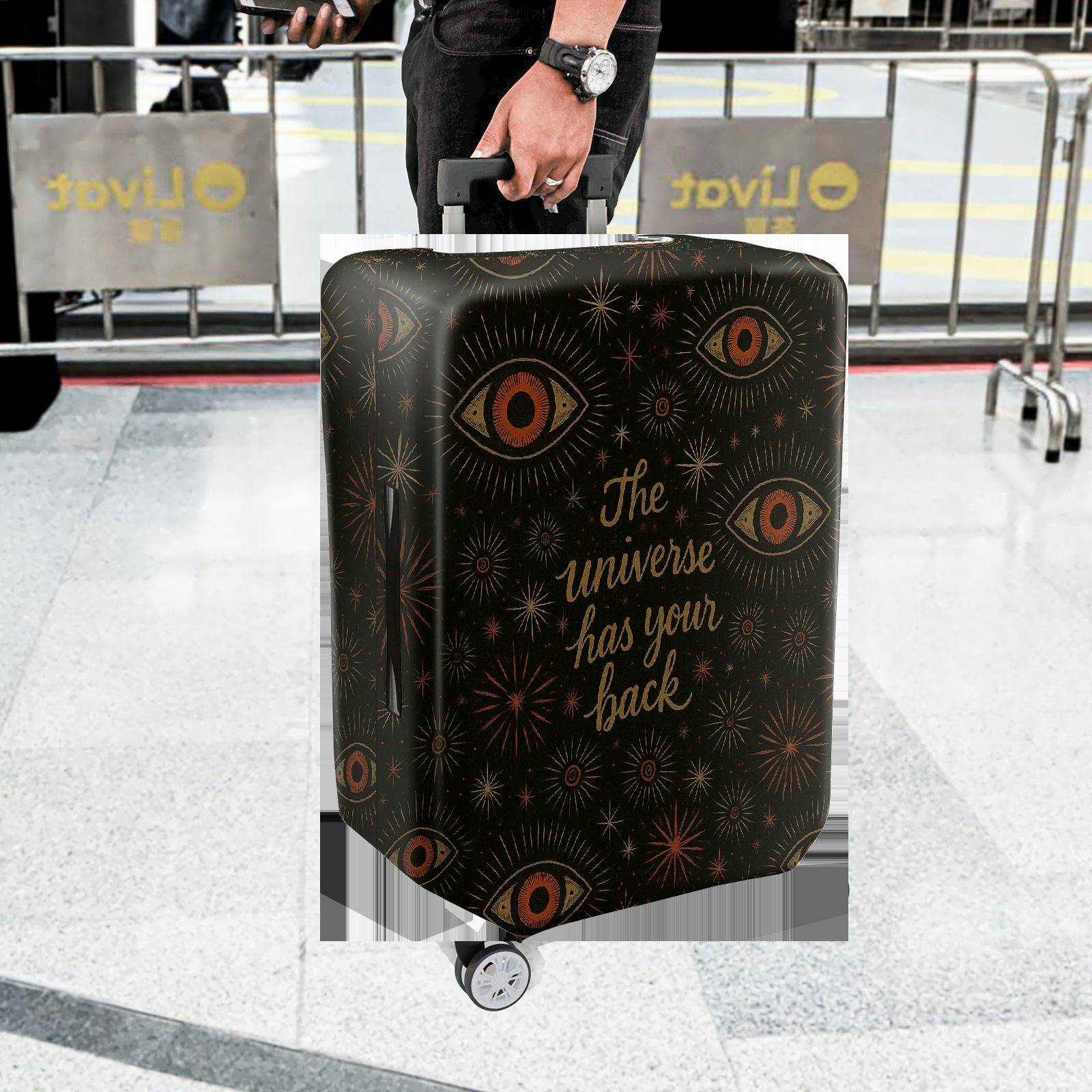 1-Piece Universe Eye Pattern Quote Star Cosmic Mystical  Suitcase Luggage Cover, Stretch Protective Sleeve