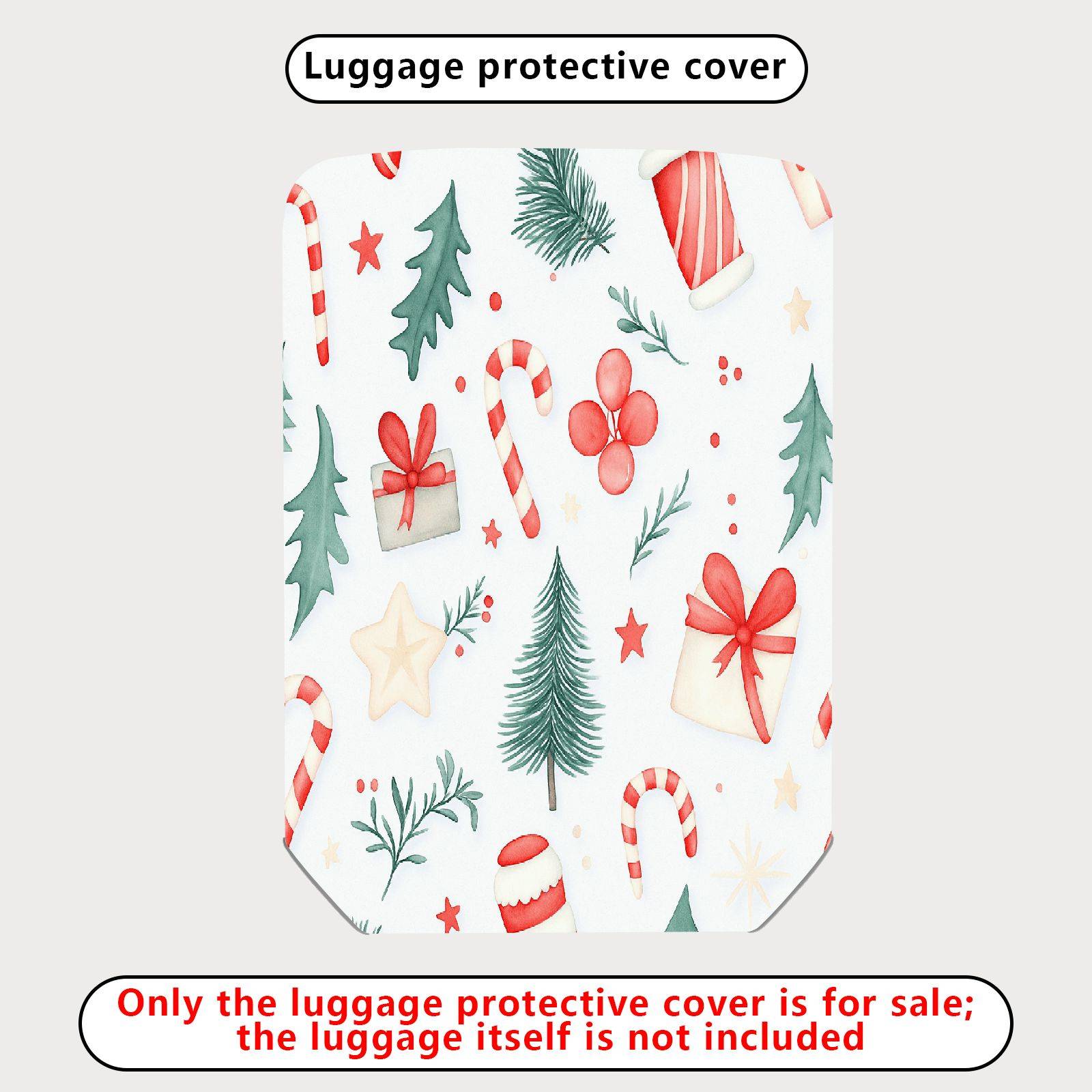 1-Piece Christmas Holiday Festive Xmas Seasonal  Suitcase Luggage Cover, Stretch Protective Sleeve