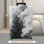1-Piece Abstract Black White Smoke Cloud Swirl Artistic  Suitcase Luggage Cover, Stretch Protective Sleeve